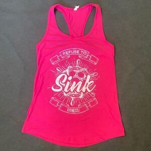 NEW Fitness Tee Company Refuse To Sink Racer‎ Back Pink Tank Top Women's Size M